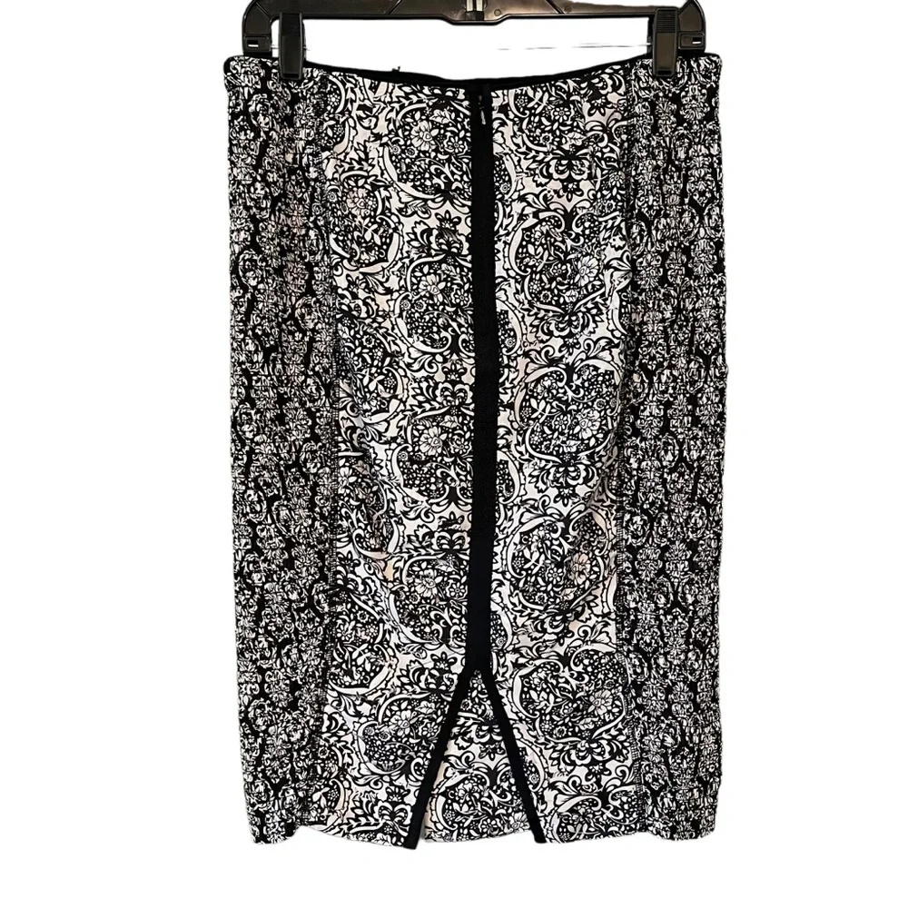 Beguile by Byron Lars Lasercut Pencil Skirt Black Cream Anthropologie, Sz 6 - Picture 5 of 13